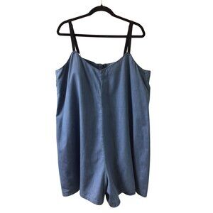 Asos Curve Romper Women’s 18 Blue Chambray Shorts Sleeveless Denim Jean Jumpsuit